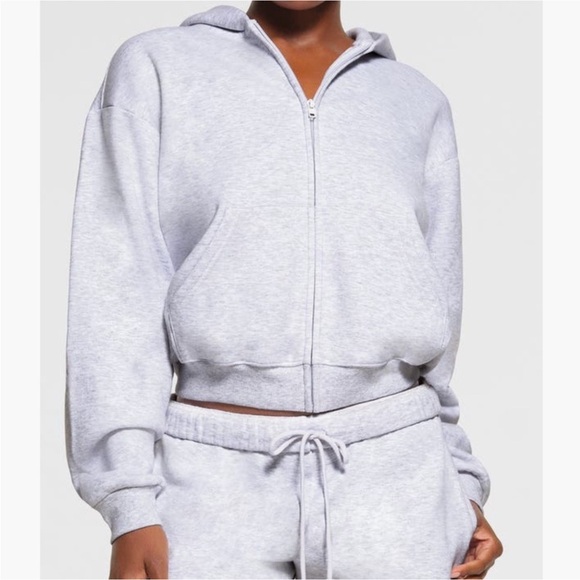 SKIMS Tops - SKIMS Cotton Fleece Classic Zip Up Hoodie | Light Heather Grey | Size M
